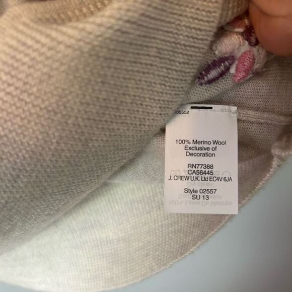 J. Crew 100% Merino Wool Tippi Sweater with Embroidered Details XXS - Picture 8 of 8